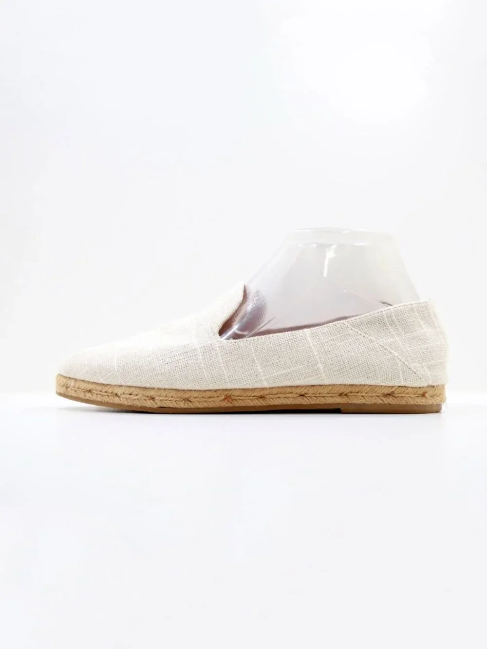 Jack Rogers Audrey Beige & Silver Linen Espadrille Loafer Flats - 9